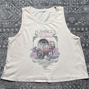Spell And The Gypsy Flamingo Wagon Cropped Graphic Tank Top Tee Women's XL READ